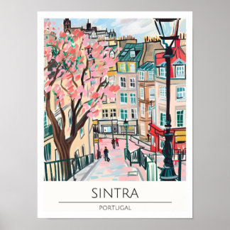 Sintra Portugal Ilustración de Arte Vintage de Via