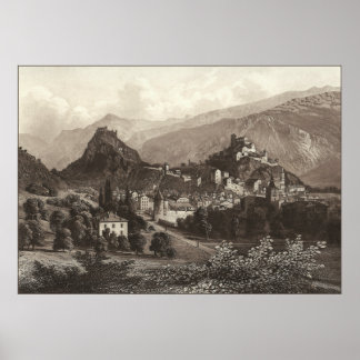Sion en Suiza desde la impresión de antigüedades