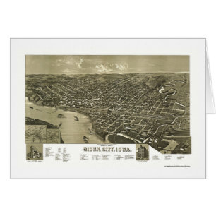 Sioux City, mapa panorámico de IA - 1888