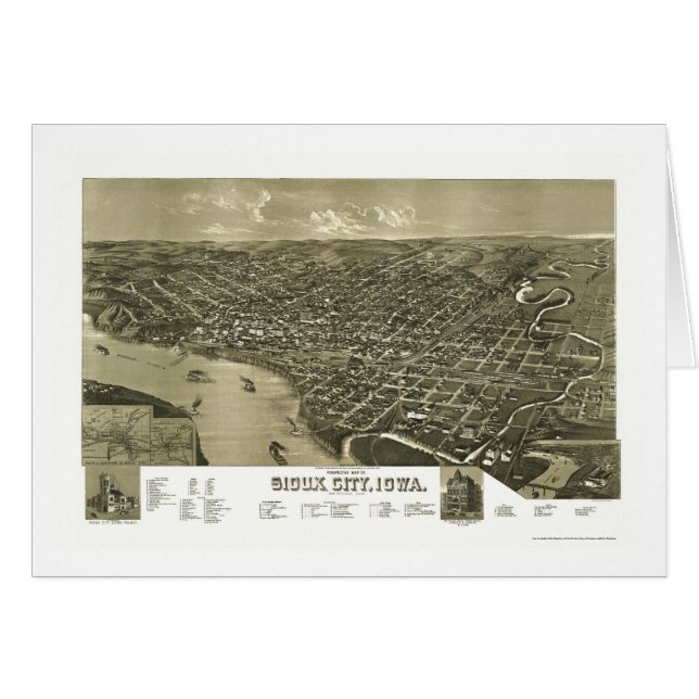 Sioux City, mapa panorámico de IA - 1888 (Anverso (Horizontal))