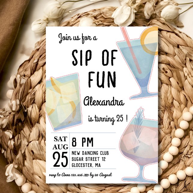 Sip de diversión cóctel invitación al cumpleaños a (Subido por el creador)