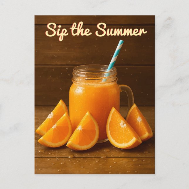 Sip el verano - Postales de fruta de jugo Naranja (Anverso)
