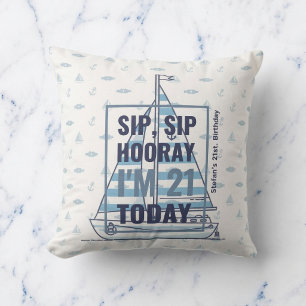 Sip Sip Hooray Almohada con Acento Náutico Cumplea