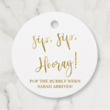 Sip Sip Hooray, Etiquetas de Baby Shower de Champa