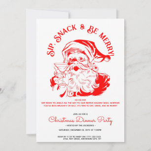 Sip Snack & Be Merry Graciosa Invitación de Santa