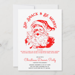 Sip Snack & Be Merry Graciosa Invitación de Santa