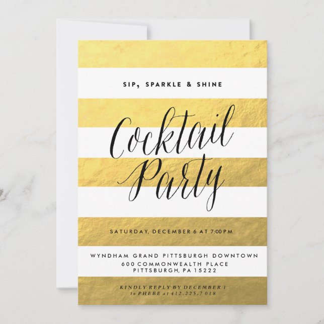 Sip, Sparkle, Shine, Invitación de fiesta de Navid (Anverso)