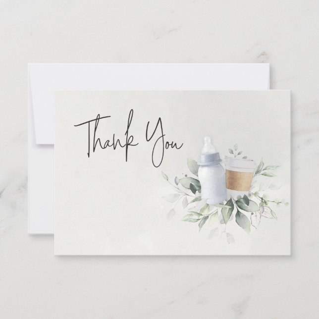 Sip y See Coffee Baby Shower Gracias Tarjeta Azul (Anverso)