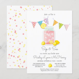 Sip y ver la invitación de Baby Shower Mason Jar