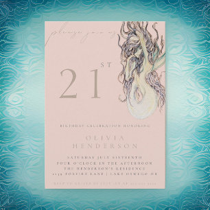 Sirena adulta CUALQUIER Invitación de fiesta de cu