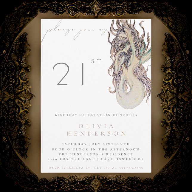 Sirena adulta CUALQUIER Invitación de fiesta de cu (Subido por el creador)