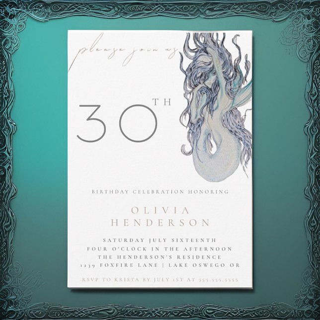 Sirena adulta CUALQUIER Invitación de fiesta de cu (Subido por el creador)