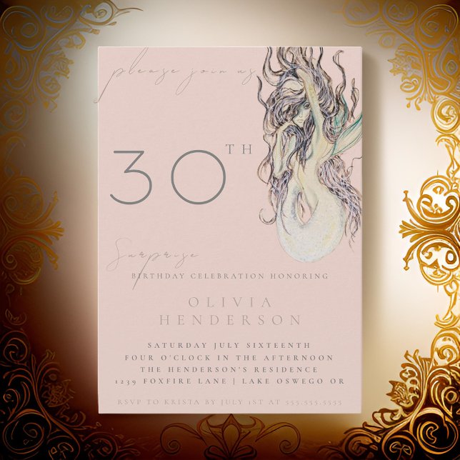 Sirena adulta CUALQUIER Sorpresa Invitación a Cump (Subido por el creador)