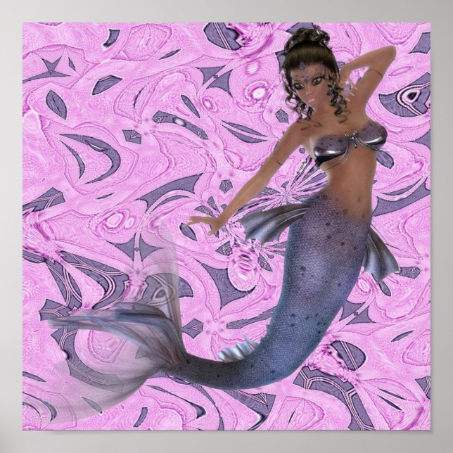 Sirena afroamericana en Poster de impresión fracta (Frente)