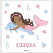 Sirena afroamericana y Pegatina del vinilo delfín