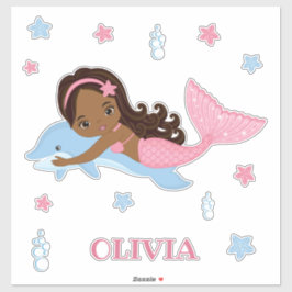 Sirena afroamericana y Pegatina del vinilo delfín