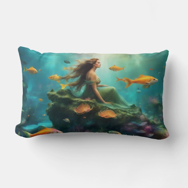 Sirena - almohada lumbar de 13" x 21" (Anverso)
