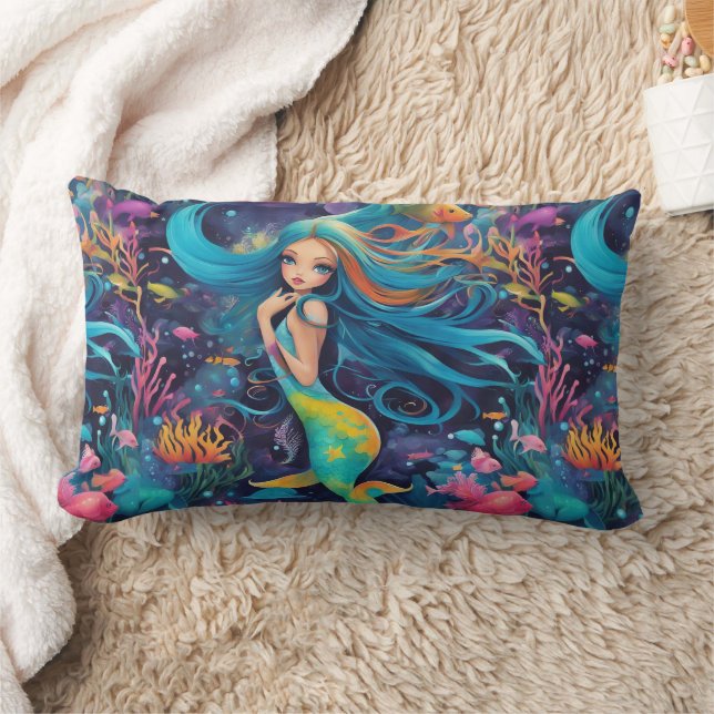 Sirena - almohada lumbar de 13" x 21" (Manta)