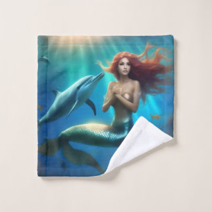 Sirena Angélica Nadando Con Delfines,