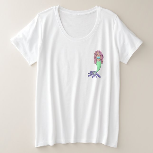 sirena arcoíris rosa azul morado verde negro rizad (Anverso del diseño)