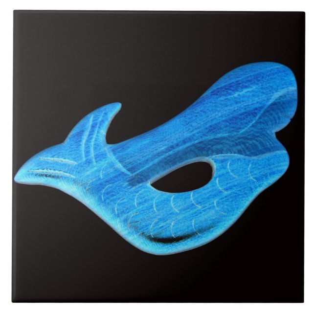 sirena azul en la teja negra (Frente)