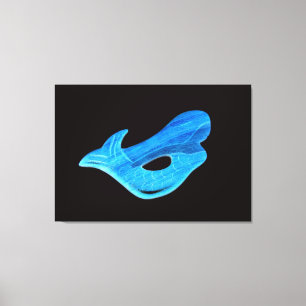 sirena azul en lienzo envuelto en negro