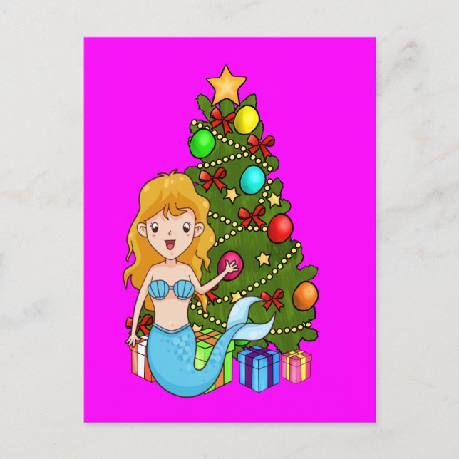 Sirena azul y árbol de Navidad (Anverso)