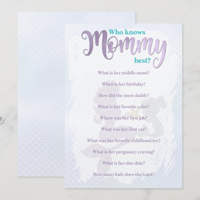 Sirena Baby Shower que conoce las mejores tarjetas (Anverso / Reverso)