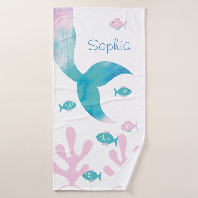 Sirena Bajo el Mar Rosa Azul Pastel Chicas Adolesc (Toalla de baño)