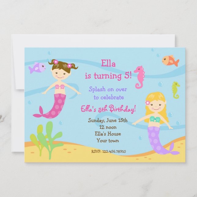 Sirena bajo invitaciones de la fiesta de (Anverso)