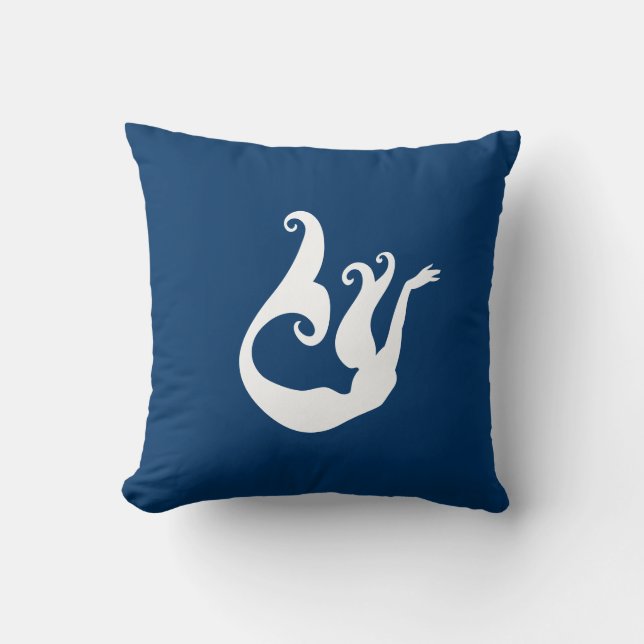 sirena blanca sobre la almohada azul (Anverso)