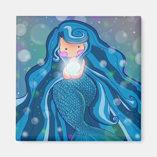 Sirena con imán de perlas brillante (Frente)
