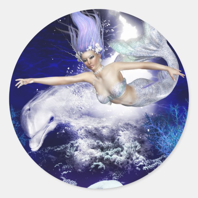 Sirena con Pegatinas de delfines (Anverso)