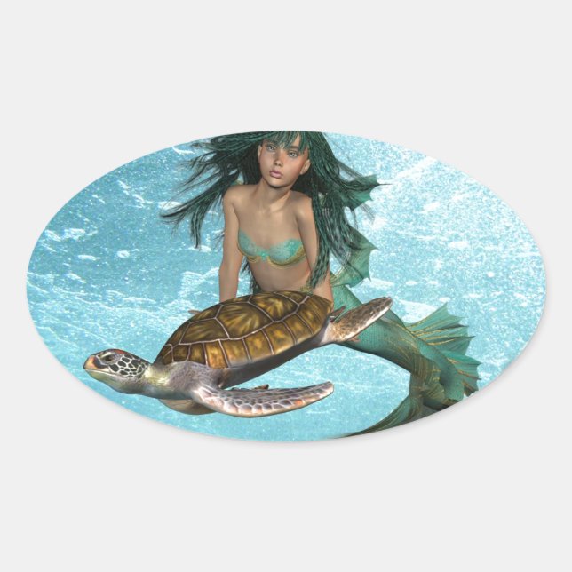 Sirena con Pegatinas de tortugas marinas (Anverso)
