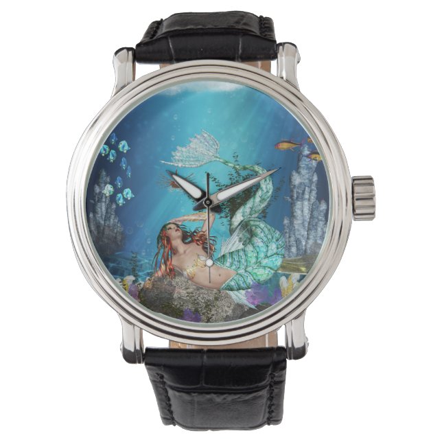 Sirena con reloj de pulsera de pescado (Anverso)