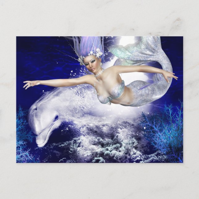 Sirena con tarjeta postal para delfín (Anverso)