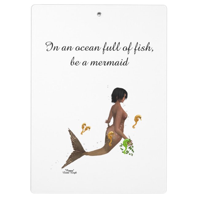 Sirena Cuidada Con Portapapeles De Caballos De Mar (Reverso)