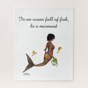 Sirena Cuidada Con Puzzle De Caballos De Mar