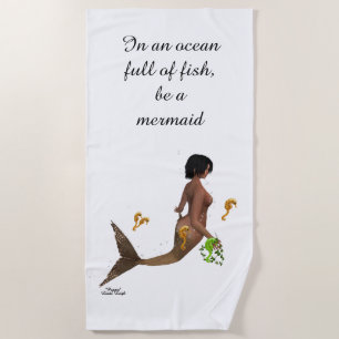 Sirena Cuidada Con Toalla De Playa De Higos Marino