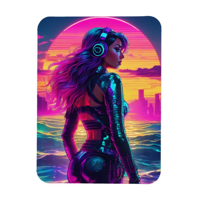 Sirena Cyberpunk Flexible Imán de Foto (Vertical)