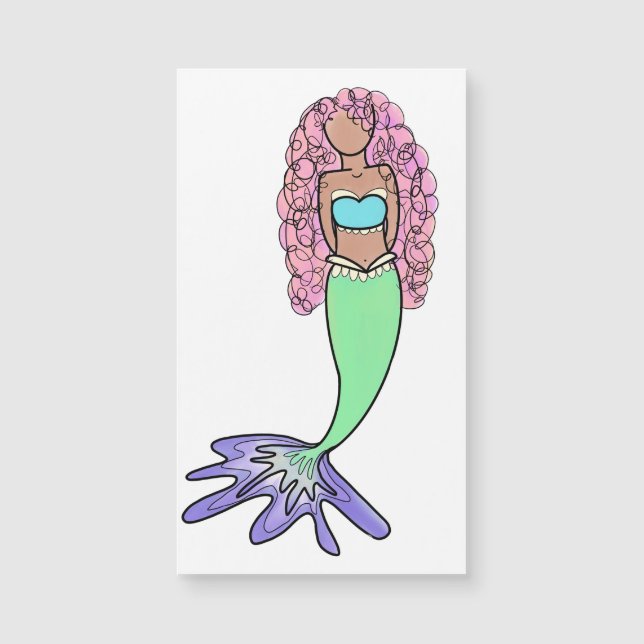 sirena de arco iris rosa azul violeta verde rizo n (Anverso)