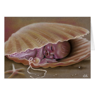 Sirena de bebé durmiendo en la cáscara CARTA