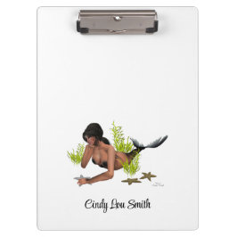 Sirena De Brunette Con Portapapeles De Starfish