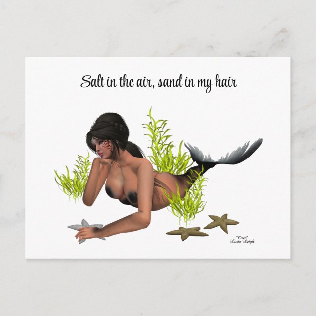 Sirena De Brunette Con Postales De Starfish (Anverso)
