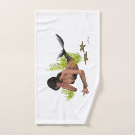 Sirena De Brunette Con Toalla De Mano De Starfish