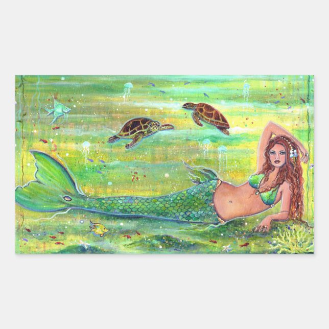 Sirena de calipso con pegatinas de tortugas marina (Anverso)