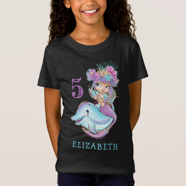 Sirena de Cute Waterco con camiseta de cumpleaños  (Anverso)