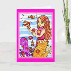 Sirena de la tarjeta del día de San Valentín