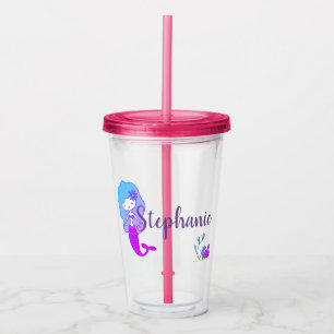 Sirena debajo del vaso de acrílico 2 del mar