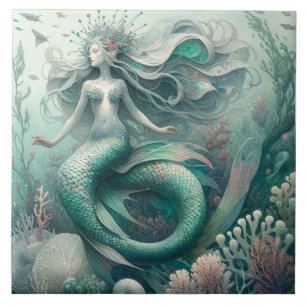 Sirena del Océano Encantado - Baldosa Cerámica Art